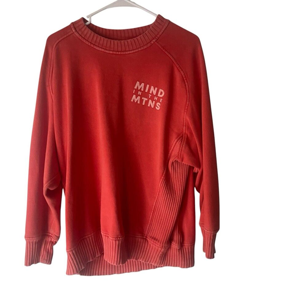 Aerie Small Coral Red Pink Oversized Mind In The Mountains Loungewear‎ Sweater